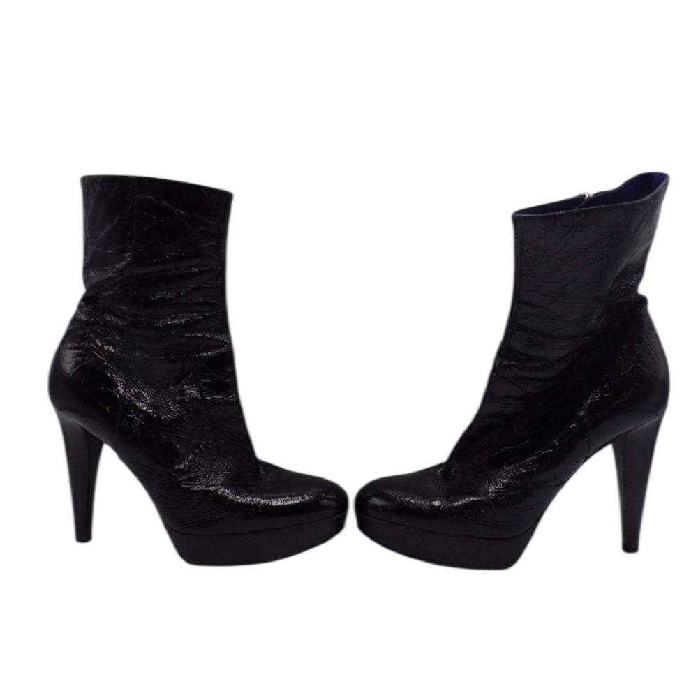 Sergio Rossi Black Textured Leather Platform Stiletto Designer Boots, 36 - Picture 3 of 16